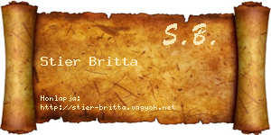 Stier Britta névjegykártya